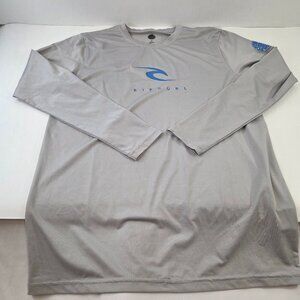 Ripcurl Mens Rash Sun Guard Shirt Long Sleeve Size Small UPF 50+ Grey